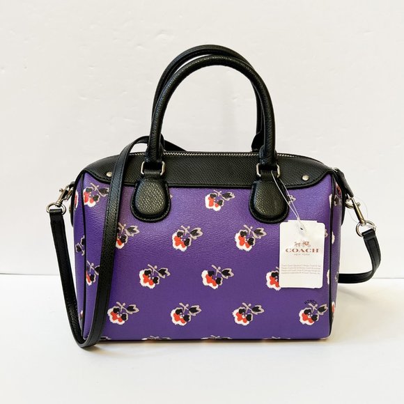 Coach Mini Bennett Top Zip Satchel Shoulder Crossbody Bag Purple Multi - Picture 8 of 15